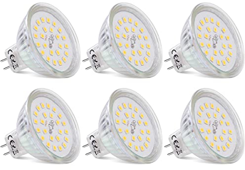 AIMHEIM MR16 GU5,3 LED Lampen, 3.8W (ersetzt 35-45W), 4000K Neutralweiß, 430 Lumen 24 * 2835 SMD LED GU5.3 Strahler Nicht Dimmbar, LED Reflektorlampe MR16 12V, 120° Abstrahlwinkel, 6 Stück