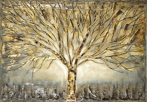 Wesmilewallpaper Papier Peint Panoramique 3D Peinture À L'Huile D'Art D'Arbre D'Or Tapisserie Murales Papiers Peints Intissé Poster Mural 250X175Cm