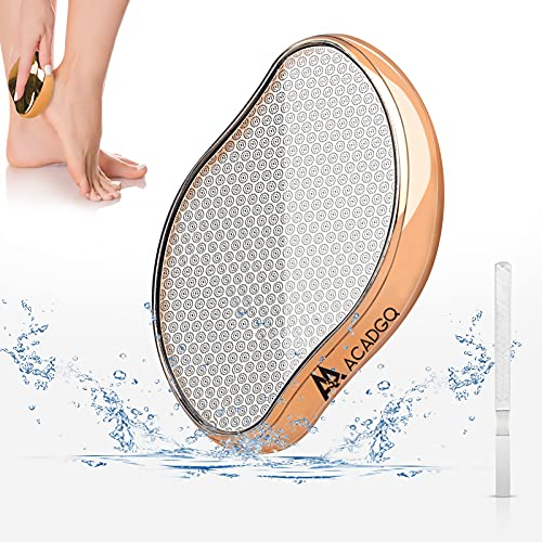Raspa Piedi Professionale in Vetro Nano Togli Calli Piedi, Bagnata e Asciutta 2 in 1, Veloce, Sicura ed Efficace per la Cura dei Piedi Domestica, Oro