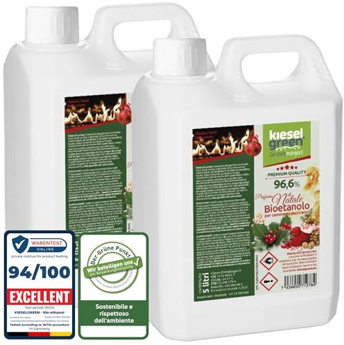 KieselGreen Bioethanolo 10 Litri con Fragranza per Caminetto a Etanolo – Bio-etanolo profumato per Ambienti, molte Fragranze - Profumo per Caminetto a bioetanolo da Interno o da Tavolo