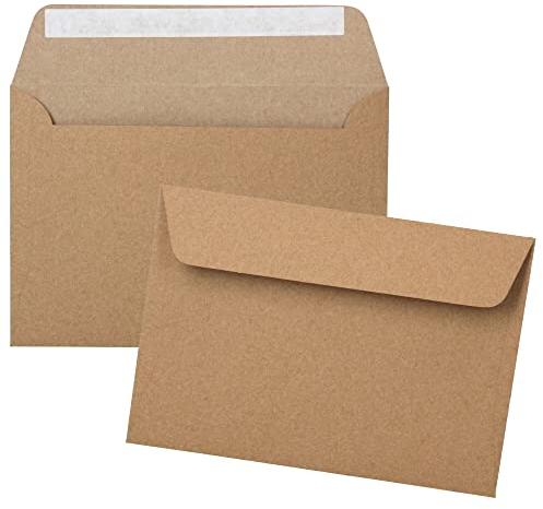 KuschelICH Briefumschläge selbstklebend C6 ohne Fenster Kraftpapier 114 x 162 mm - Kuverts braun (100)
