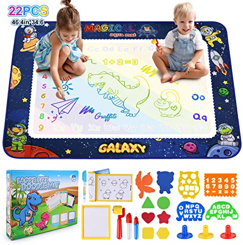 ROEXUN Tappeto Magico Bambini,120x90cm,Tappetino Doodle da Disegno ad Acqua Con Accessori,Riutilizzabile Senza Macchie-Giocattolo Gioco Educativo Regalo per Ragazzi
