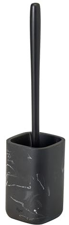Set de Cepillo para Inodoro y Soporte Vigar Zense, Cepillo para Inodoro con Soporte de Piedra de poliresina, Sets de baño para decoración y Accesorios de baño, Mármol Negro