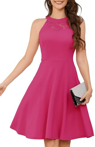 Bbonlinedress Bbonlineklänning, aftonklänningar, elegant för bröllop, gäst, festlig klänning, halterneck, konfirmationsklänningar, ungdomshorn, brudtärna, cocktailklänning, festklänning, rosa, XS