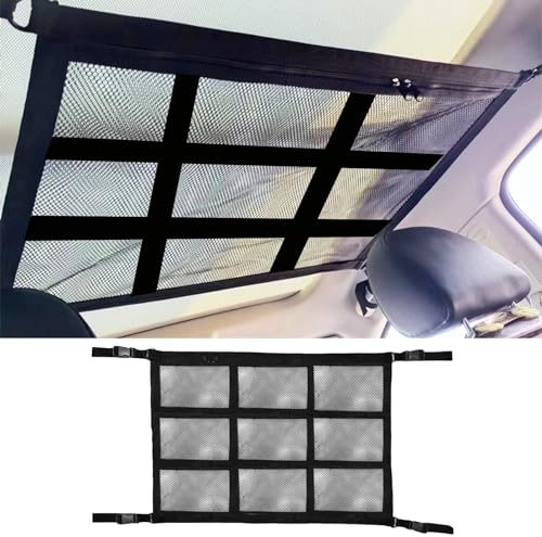 bssmmai Red de equipaje para coche, 90 x 65 cm, color negro, nailon y poliéster, hebilla para furgoneta