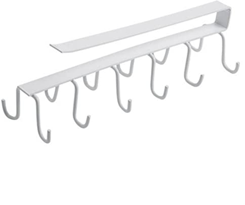 KARFRI Modisches zweireihiges Metall-Unterregal für Tassen, Tassen, Schränke, Küchen-Organizer, Hängeregal, Schrankhaken, Tassenregal (Farbe: 1 Stück Schwarz) (1 Stück Weiß)