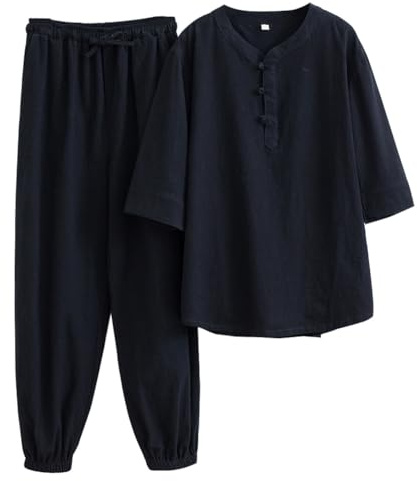 Dam Tai Chi-uniform kinesisk traditionell zen meditationsdräkt kampsport kung fu-kläder morgonövningar outfit, 29# Svart, L