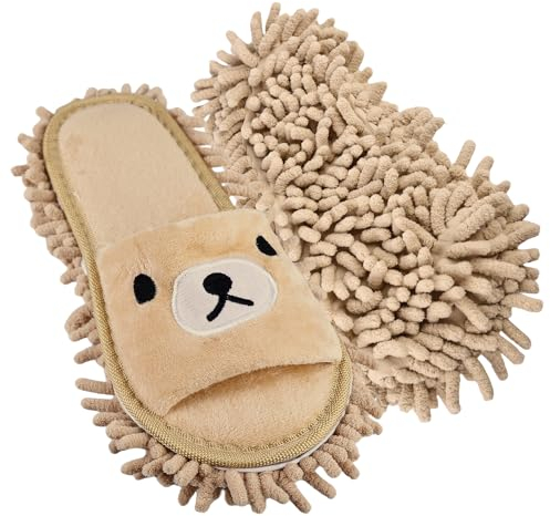 TOATELU Cartoon Putz-Hausschuhe, Abnehmbare Mop Slippers, Mikrofaser-Sohle, Bodenreinigerschuh, Wischhausschuhe, für Badezimmer Home Office Küche, Gr. 39-42