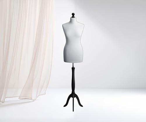 Generic LUSORIA Maniquí de sastre, busto de sastre femenino, madera gris/negra (XL 42/44)