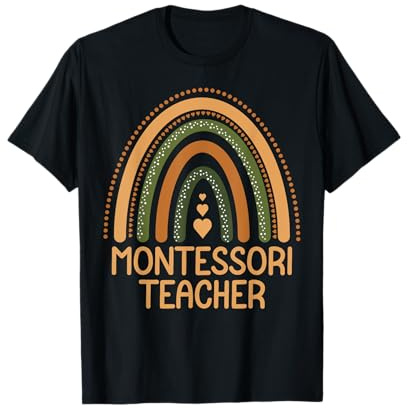 L'apprezzamento dell'insegnante Montessori Boho Rainbow torna a scuola Maglietta