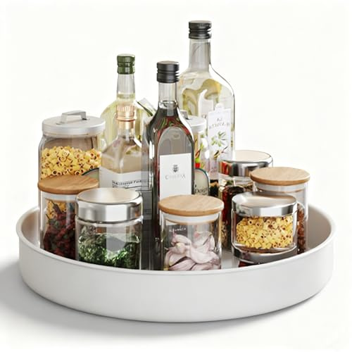 PIGPIGFLY Drehorganizer Küche, Drehscheibe kryddställ för kabinett, 360 Grad Rotierender Vorratsbehälter för livsstil, Gewürzhalter aus Rostfreiem Edelstahl, Lazy Susan 20 cm