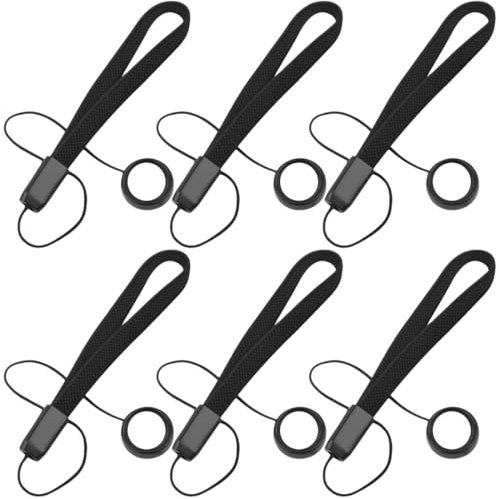 NJCXOLA Set de 6 Piezas Lens-Aid – Cordón con Clip Adhesivo para Tapa de Objetivos – con Clip Adhesivo Universal en Goma, Ideal para Canon, Nikon, Fuji, Tamron, Sigma, Olympus