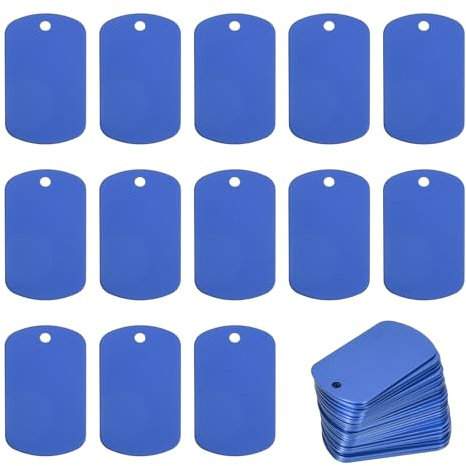 MECCANIXITY Blank Dog Tags Rectangle Blank Aluminum Blank Keychains Laser Engraving Blanks ID Name Tag Metal Personalized Pet Tags for DIY Crafts Blue, 300 Pack