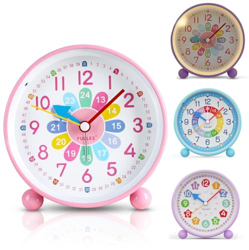 Despertador digital para niños, despertador infantil, sin tictac, despertador de aprendizaje analógico, luz nocturna para niños, regalo escolar, despertador con luz para niños y niñas, dormitorio