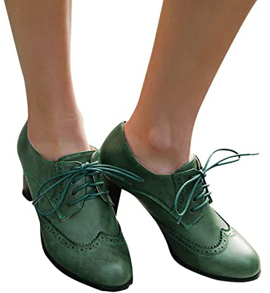 EQWIGKEIT Pumps Donna Pumps Donna Retro Scarpe da ballo Classico Stilo Elegante Scarpe Trachtschuhe Mary Jane Scarpe in Pelle Con Tacco Comode Scarpe basse