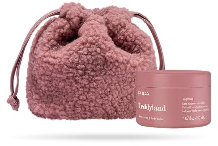 Pupa Burro Corpo al Latte Rosa e Cannella Linea Teddyland, Idea Regalo - Kit Crema di Burro Corpo Perfetta Idratazione + Beauty Tessuto Teddy (Latte Rosa e Cannella, 150ml)