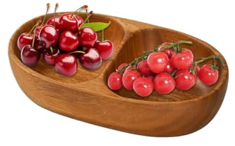 Zubehors Boles Para Merienda Infantil - Cuencos Pequeños Para Servir Contenedores Para Snacks | Fuente De Madera Con Doble Compartimento Para Ensalada Fruta Frutos Secos Picnic Camping