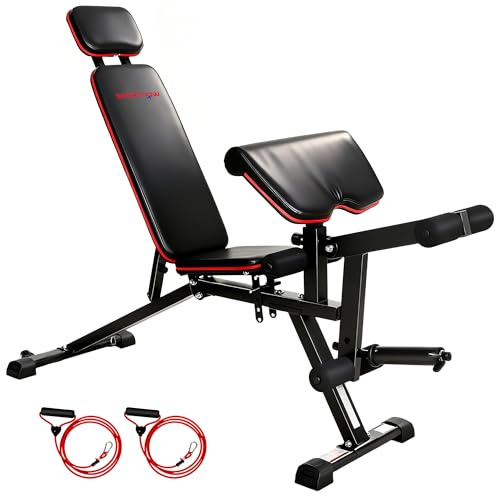 Soozier Banc de musculation réglable 660LBS avec appui-tête allongé
