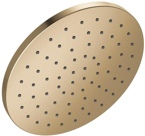 Delta Brushed Gold Rain Shower Head, 10 Inch Metal Large Shower Head Rainfall, Overhead Rain Showerhead, 2.5 GPM Flow Rate, Lumicoat Champagne Bronze 52162-CZ-PR25