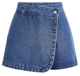 SOLY HUX Jupe en jean pour femme - Grandes tailles - Avec élastique - Jupe portefeuille - Jupe en jean - Jupe d'été en denim - Tenues d'été