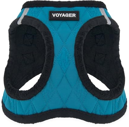 Voyager Step-In Plüsch-Hundegeschirr by Best Pet Supplies - Step-In-Westengeschirr für kleine und mittelgroße Hunde, Weicher Plüsch, Türkis, size M - Brust 40- 45 cm