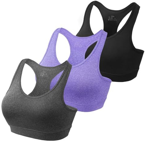 HBselect 3 PCS Reggiseno Sportivo Donna Assorbente Reggiseno Bra Donna Morbido e Traspirante Reggiseno Senza Ferretto e Senza Cuciture Reggiseno Sportivo con Imbottito