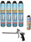 DSTOCK60 - LOT DE 4 MOUSSES PISTOLABLES + 1 PISTOLET + 1 NETTOYANT - MOUSSE EXPANSIVE 750 ML - MOUSSE POLYURÉTHANE PROFESSIONNELLE - ISOLE, COLLE ET REBOUCHE - EXTÉRIEUR ET INTÉRIEUR