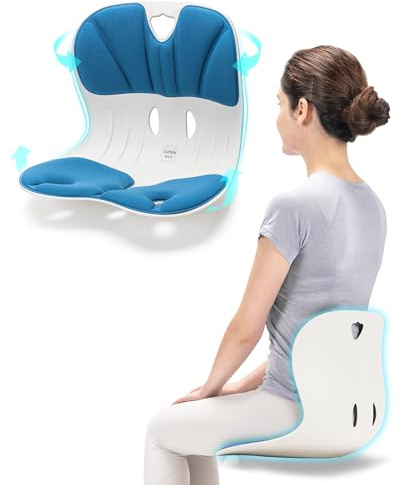 Curble Wider(Standard Wide) – Ergonomic Back Support Chair, Lumbar Support for Posture Correction, Back Pain Relief, Per for Office, Floor Seat & Work from Home, Patented (Blue)