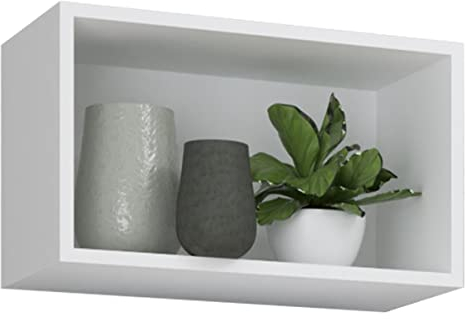 VCM Holzregal hängend | platzsparendes Regal | Maße: H. 30 x B. 50 x T. 28 cm | Elegantes Regal hängend | Aufbewahrungsregal | Bücherregal | Wandboard - Arila S Weiß