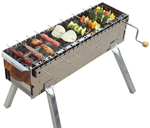 ADITAM KANBUN Holzkohlegrill Grill Tragbarer BBQ Edelstahl Klappgrill Campinggrill Tischgrill für Tragbares Camping Kochen Kleiner Grill Double The Comfort