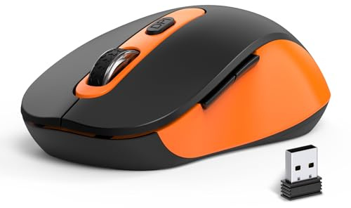 Wireless Mouse for Laptop, PC, Chromebook, Mac, MacBook, Silent Mouse with USB Nano Receiver, Side Button, 2400 DPI, Anti Slip Roller, 6 Button Ergonomics Cordless Computer Mice - Black Orange