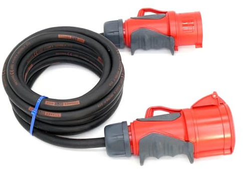 CEE Starkstromkabel (1,5m-50m) 32A Verlängerungskabel Titanex H07RN-F 5x4mm² mit PCE Grip Stecker und Kupplung, Business-Line von Event-Kabel (20 Meter)