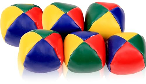 MEIYAXINWIN 6 Stück Jonglierbälle Set, 5cm PU Weiche Leder Jonglierball, Wasserunempfindlich, Ballwurfball Spiele Farbige Juggling Balls, für Anfänger, Jungen, Mädchen, Erwachsene