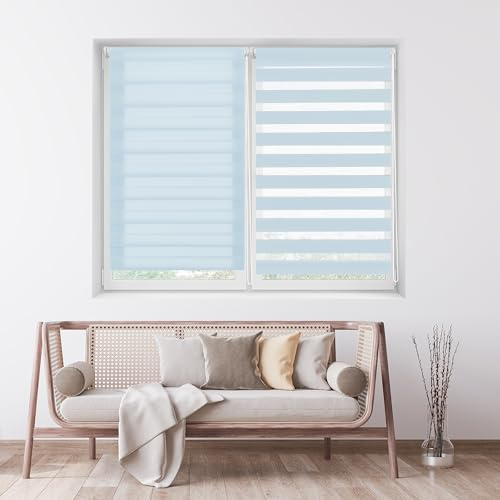 ECOMMERC3 Store Enrouleur Jour et Nuit sans perçage Dimensions 67 x 180 cm - Store Enrouleur Easyfix sans Outils Dimensions 64 x 175 cm - Bleu Ciel