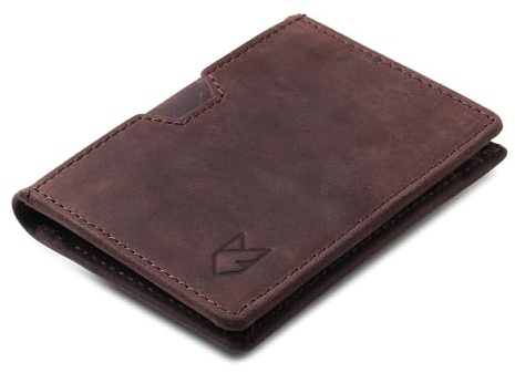 FOXHACKLE Portefeuille en Cuir avec Porte-Cartes de crédit pour Homme et Femme, Portefeuille Fin à Deux Volets avec Blocage RFID, Poche Avant Fine, Portefeuille Minimaliste, Petit étui pour Cartes