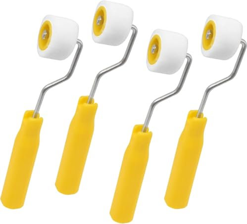 Mini rodillos de pintura de 4/5 pulgadas para retoques de borde o esquina, pinceles de lana de pintura extra pequeños, herramienta de pintura pequeña (paquete de 4)
