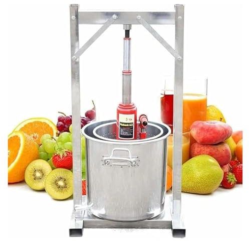 TAIPINGOZ Torchietto, ​Torchio per Frutta​ Pressa per Bacche Pressa Manuale for Vino in Acciaio Inox, con 2 barili in Acciaio Inox, for Esterni, Cucina e casa(22L)