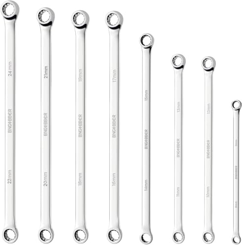 BINGCOBBER Jeu de 8 clés à œil doubles mixtes,Clé polygonale extra longues 8-24 mm