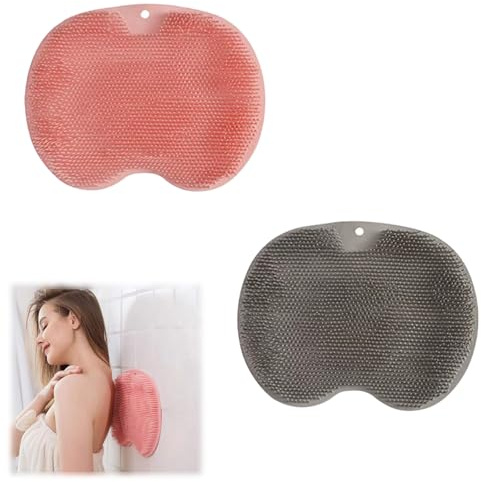 2 Pièces Tapis de Bain en Silicone, Coussin de Bain Exfoliant for Le Dos Nettoyeur Massages avec Ventouses Antidérapantes Coussin de Massage de Bain pour Le Soin des Pieds, la Relaxation