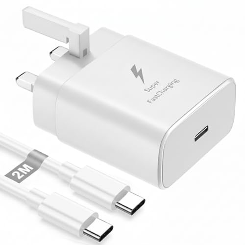 45W Super Fast Charger For iPhone 17e 17 16 15 Pro Max, Type C PPS Fast Charging Plug With [2M] 65W Cable High Speed Adapter UK 3 Pin Mains wall Phone USB C Charger For Samsung S26/S26 Ultra/S26/S25