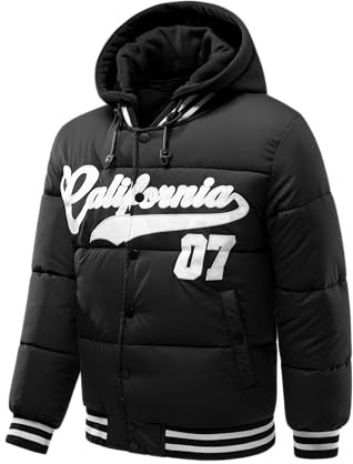TONY BACKER by Chromosome - Giubbotto Uomo Invernale, Bomber Uomo California Con Capuccio Removinile, Giacca Invernale Calda, Imbottito, Chiusura Con Bottoni (IT, Testo, XXL, Regular, Regular)