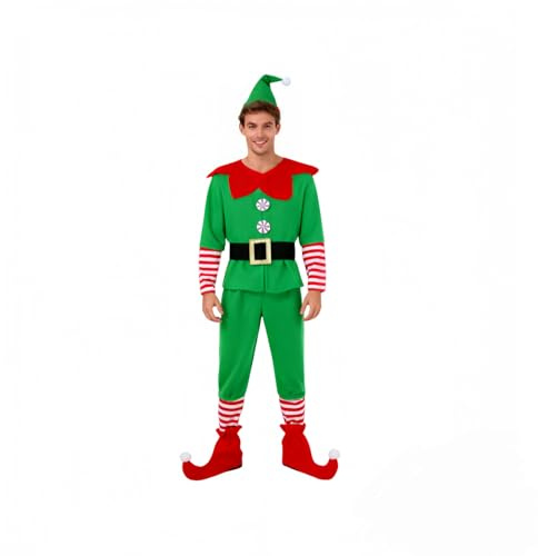 Fulidngzg 2025 Disfraz De Elfo Con Accesorios Para Hombre Elfo Navideño, Navidad, Duende Navideño - Disfraz Para Adultos Y Divertidos Accesorios Para Fiestas, Carnaval Y Halloween Verde