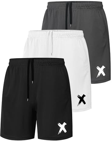 RUIZEHONG Paquete de 3 Pantalones Cortos Secado Rápido Modelo de Verano | Pantalones Cortos Deportivos Transpirables para Hombre con Bolsillos Correr Tenis Entrenamiento Pantalones Cortos de Gimnasio