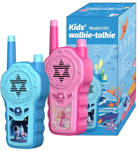Gaswei Walkie Talkies for Kids, Toys for 3-12 Years Old Boys Girls,DIY Sticker,Lanyard,LCD Flashlight 3 Mlies Long Range Kids Walkie Talkies Gift for Birthday Christmas Easter - 2 Pack