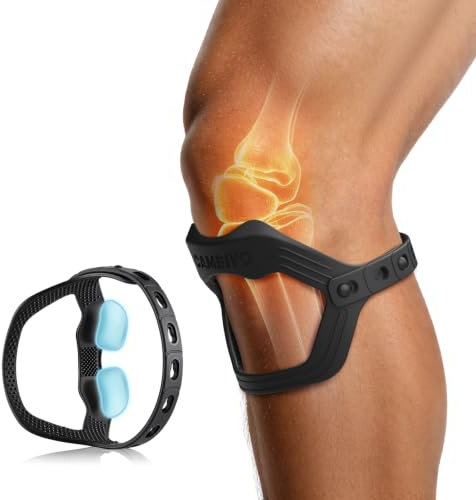 CAMBIVO Banda Rotuliana de Silicona, Cinta Rotuliana Rodilla Ajustable 1 Pieza, Rodillera Rotuliana Ligera para Running Gym Basket Voleibol