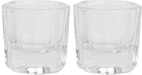 Crystal Cups 2pcs Manicure Plastic Liquid Holder Containers | Reusable Tint Bowls, Portable Storage, Professional Use for Technicians