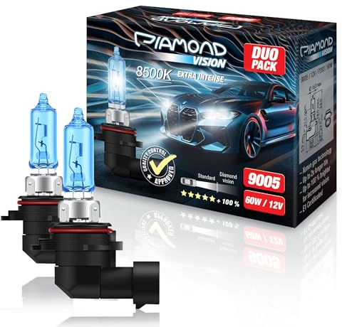 Diamond Vision 2x HB3 9005 12V 60W | Xenon Look | Halogen KFZ Autolampen | 8500k Super Ultra White | Kaltweiß | Duobox | E-Prüfzeichen | P20D