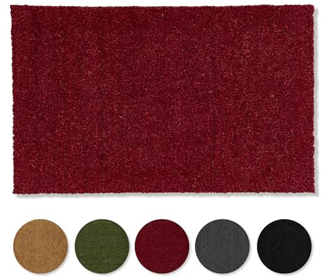 Carpido Halkfri kokosdörrmatta - antibakteriell dörrmatta för utomhusbruk täckt - hållbar naturfiber - 100% kokosnöt 90 x 122 cm röd