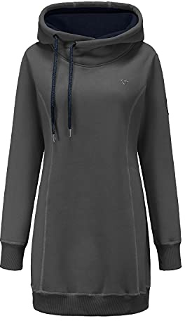 ELFIN Hoodie Pullover Damen Lange Sweaterkleid Kapuzenpullover Sweatshirt Pulli Herbst Winter