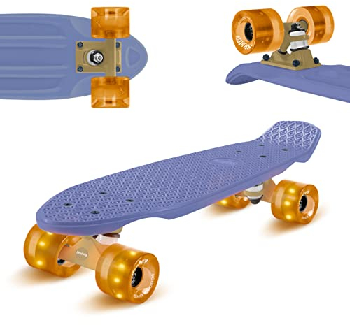 Fun Pro Skateboard ab 8 Jahre,für Jungen, Mädchen, Jugendliche & Erwachsene Anfänger, LED-Räder Penny Board, Wechselradset All-in-One Skate T-Tool, Skateboard 55 cm